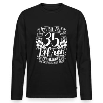 Leinenhochzeit 35 Jahre Verheiratet Hochzeitstag - Männer Premium Bio Langarmshirt - Schwarz - Vorne - Nico (187cm)