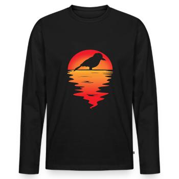Kookaburra Birder Birdwatcher Ornithology Sunset - Men's Premium Organic Long Sleeve Shirt - black - Front - Nico (187cm)