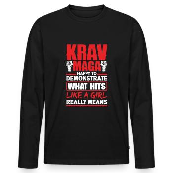 Martial Arts Self Defense Krav Maga Female - Männer Premium Bio Langarmshirt - Schwarz - Vorne - Nico (187cm)
