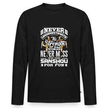 Chinese Martial Arts Female Chinese Boxing Sanshou - Men's Premium Organic Long Sleeve Shirt - black - Front - Nico (187cm)