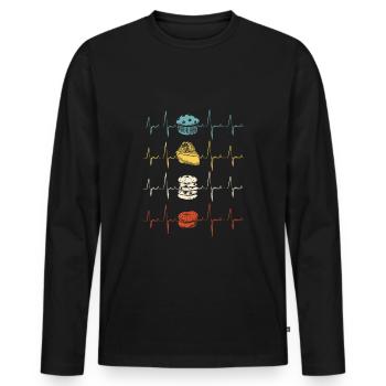 Pastry Chef Baking Baker Muffin Heartbeat - Männer Premium Bio Langarmshirt - Schwarz - Vorne - Nico (187cm)