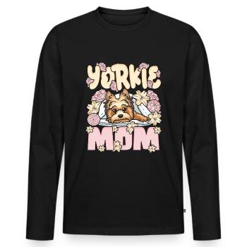 Yorkie Mom Yorkshire Terrier Hund Mama - Männer Premium Bio Langarmshirt - Schwarz - Vorne - Nico (187cm)