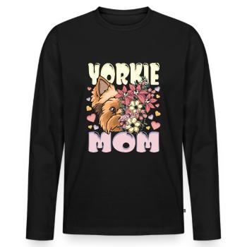 Yorkie Mom Yorkshire Terrier Hund Mama - Männer Premium Bio Langarmshirt - Schwarz - Vorne - Nico (187cm)