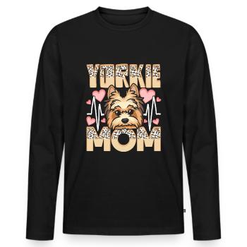 Yorkie Mom Mama Mama Yorkshire Terrier - Männer Premium Bio Langarmshirt - Schwarz - Vorne - Nico (187cm)
