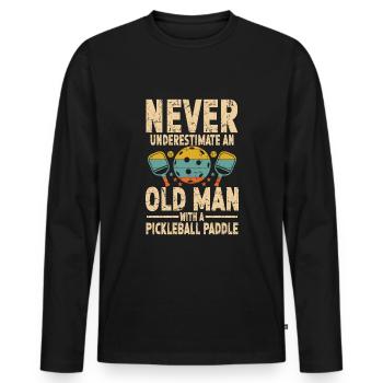 Joueurs de pickleball - T-shirt manches longues Premium bio Homme - noir - Devant - Nico (187cm)