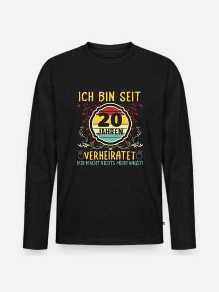 Porzellanhochzeit 20 Jahre Verheiratet - Männer Premium Bio Langarmshirt - Schwarz