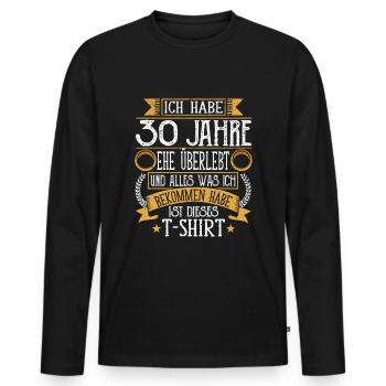 Perlenhochzeit 30 Jahre Verheiratet Hochzeitstag - Männer Premium Bio Langarmshirt - Schwarz - Vorne - Nico (187cm)