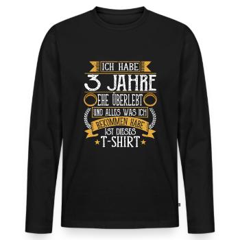 3 Jahre Verheiratet 3. Hochzeitstag - Männer Premium Bio Langarmshirt - Schwarz - Vorne - Nico (187cm)
