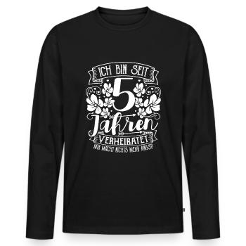 Rosenhochzeit 5 Jahre Verheiratet Hochzeitstag - Männer Premium Bio Langarmshirt - Schwarz - Vorne - Nico (187cm)