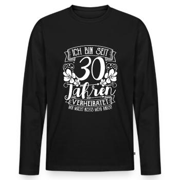 Pearl Wedding 30 ans Mariage Anniversaire - T-shirt manches longues Premium bio Homme - noir - Devant - Nico (187cm)