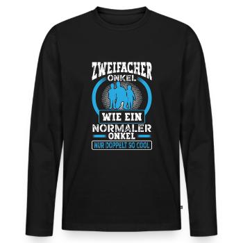 Zweifacher Onkel Nichten Neffen Doppelter Onkel - Männer Premium Bio Langarmshirt - Schwarz - Vorne - Nico (187cm)