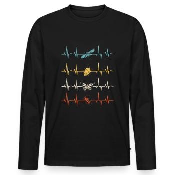 Entomology Entomologist Insects Bugs Heartbeat - Männer Premium Bio Langarmshirt - Schwarz - Vorne - Nico (187cm)