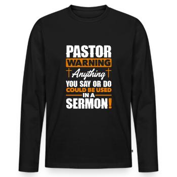 Pastor Appreciation Clergy Preacher Christian - Men's Premium Organic Long Sleeve Shirt - black - Front - Nico (187cm)