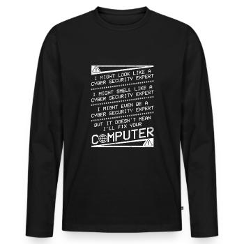 Cyber Security Professional Expert Ethical Hacker - Männer Premium Bio Langarmshirt - Schwarz - Vorne - Nico (187cm)