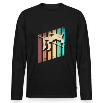 Saut en hauteur Sauteur Athlétisme - T-shirt manches longues Premium bio Homme - noir - Devant - Nico (187cm)