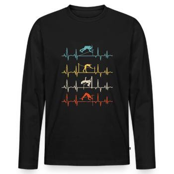 High Jump Jumping Jumper Track and Field Heartbeat - Männer Premium Bio Langarmshirt - Schwarz - Vorne - Nico (187cm)