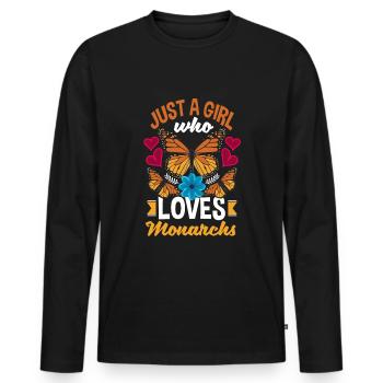Entomology Milkweed Butterfly Just A Girl Who - Men's Premium Organic Long Sleeve Shirt - black - Front - Nico (187cm)