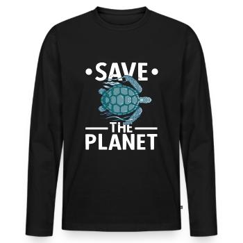 Turtle Environmental Protection Planet Ocean Wildlife Lake - Men's Premium Organic Long Sleeve Shirt - black - Front - Nico (187cm)