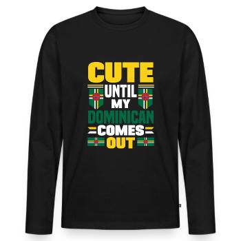 Dominica Dominica Flag Cute Until My Comes - Men's Premium Organic Long Sleeve Shirt - black - Front - Nico (187cm)