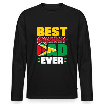 Guyana Guyana Guyana Flag Meilleur père guyanais jamais - T-shirt manches longues Premium bio Homme - noir - Devant - Nico (187cm)