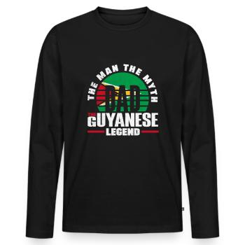 Guyana Guyana Guyana Drapeau Père - T-shirt manches longues Premium bio Homme - noir - Devant - Nico (187cm)