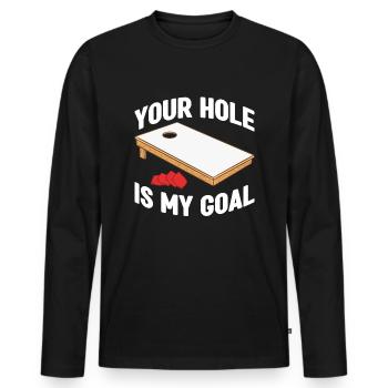 Cornhole Bean Bag Sackloch - Männer Premium Bio Langarmshirt - Schwarz - Vorne - Nico (187cm)