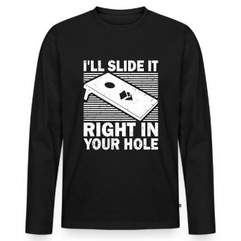 Cornhole Bean Bag Sackloch - Männer Premium Bio Langarmshirt - Schwarz - Vorne - Nico (187cm)