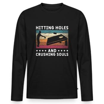 Cornhole Bean Bag Sackloch - Männer Premium Bio Langarmshirt - Schwarz - Vorne - Nico (187cm)