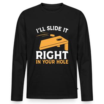 Cornhole Bean Bag Trou aveugle - T-shirt manches longues Premium bio Homme - noir - Devant - Nico (187cm)