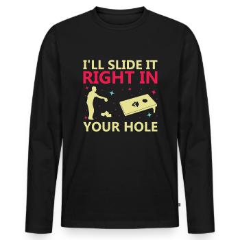 Cornhole Bean Bag Sackloch - Männer Premium Bio Langarmshirt - Schwarz - Vorne - Nico (187cm)