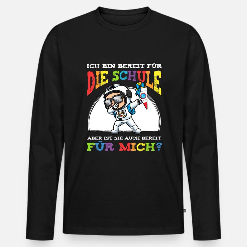 Schulkind Einschulung Astronaut - Männer Premium Bio Langarmshirt - Schwarz