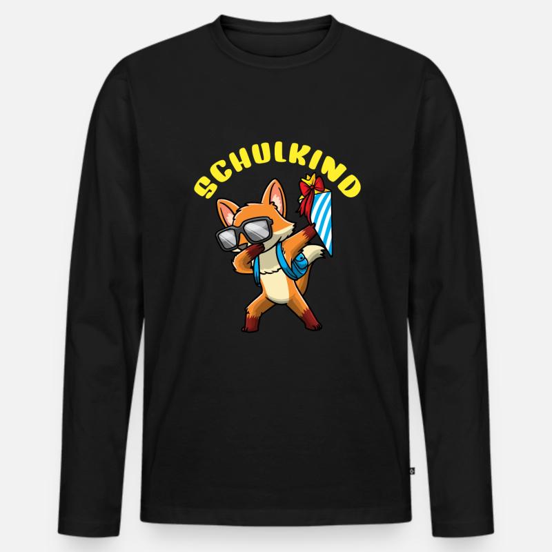 Schulkind Einschulung Fuchs - Männer Premium Bio Langarmshirt - Schwarz