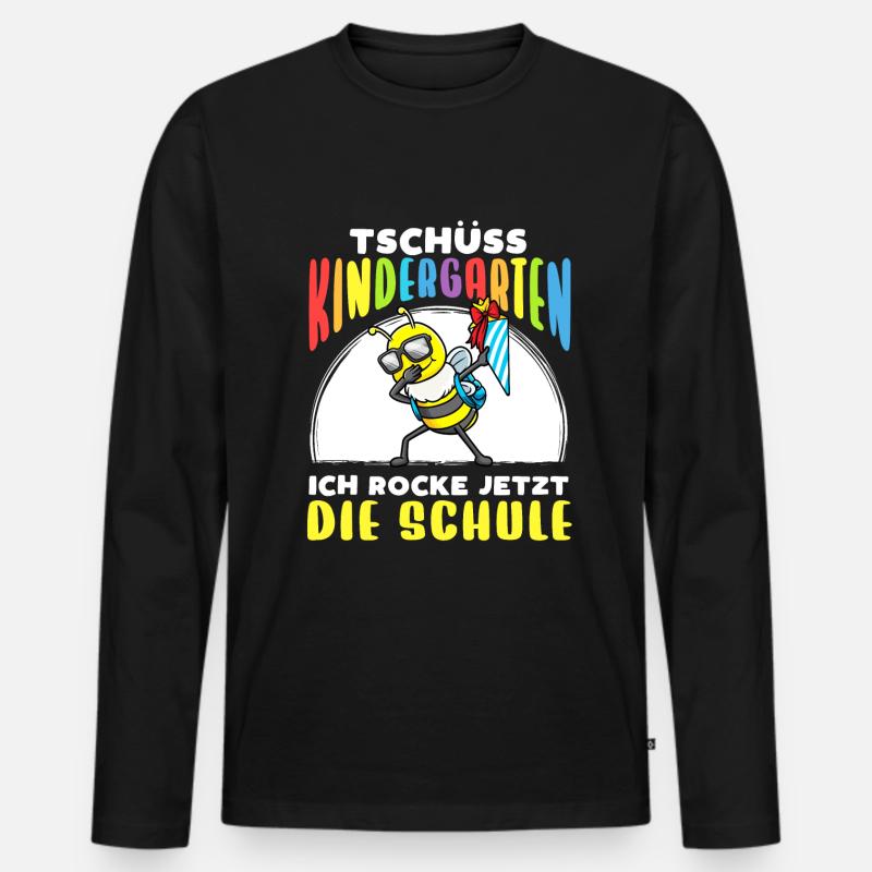 Schulkind Einschulung Biene - Männer Premium Bio Langarmshirt - Schwarz