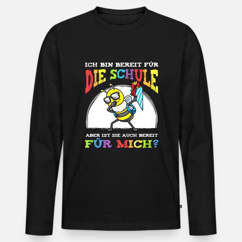 Schulkind Einschulung Biene - Männer Premium Bio Langarmshirt - Schwarz