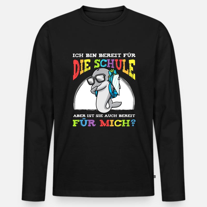 Schulkind Einschulung Delfin - Männer Premium Bio Langarmshirt - Schwarz