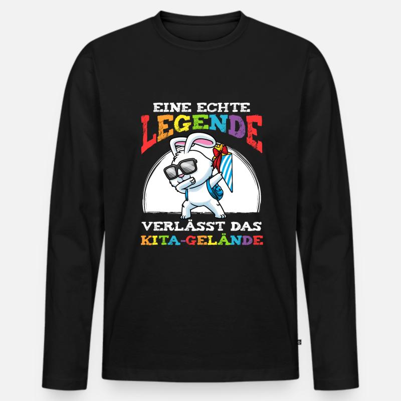 Schulkind Einschulung Hase - Männer Premium Bio Langarmshirt - Schwarz