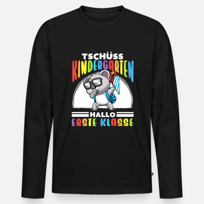 Schulkind Einschulung Koala - Männer Premium Bio Langarmshirt - Schwarz