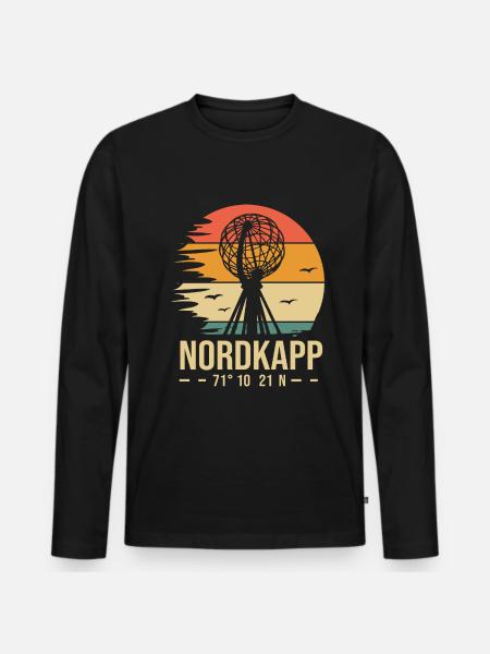 Nordkapp, Nordkap, Norge - Premium økologisk langærmet T-shirt til mænd - sort
