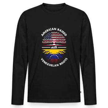 American Raised With Venezuelan Roots Venezuela - Männer Premium Bio Langarmshirt - Schwarz - Vorne - Nico (187cm)