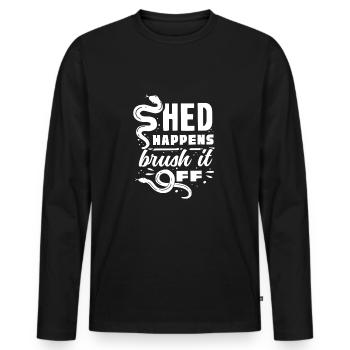Banana Ball Python Herpetologist Shed Happens - Men's Premium Organic Long Sleeve Shirt - black - Front - Nico (187cm)