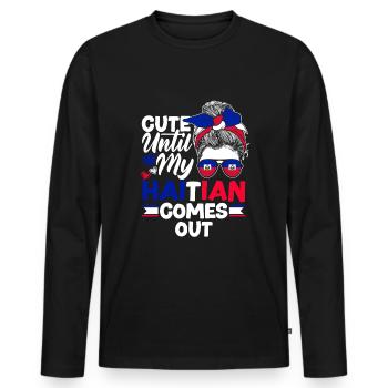 Haïti Haïti Haïti Drapeau Mignon Jusqu’à Mon Haïtien - T-shirt manches longues Premium bio Homme - noir - Devant - Nico (187cm)