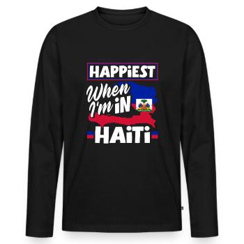 Haïti Haïti Haïti drapeau le plus heureux quand je suis en Haïti - T-shirt manches longues Premium bio Homme - noir - Devant - Nico (187cm)