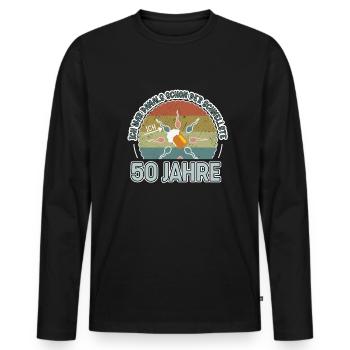 Ich war damals schon der Schnellste 50. Geburtstag - Männer Premium Bio Langarmshirt - Schwarz - Vorne - Nico (187cm)