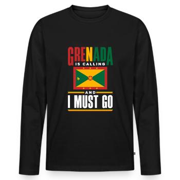 Grenada Grenadian Grenadian Flag Grenada Is - Men's Premium Organic Long Sleeve Shirt - black - Front - Nico (187cm)