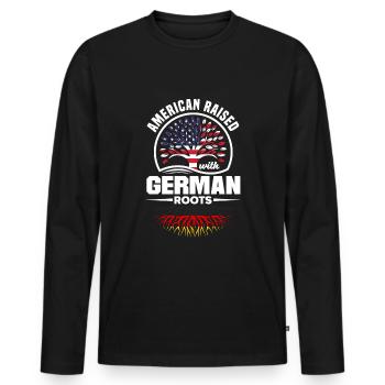 American Raised With German Roots German Germany - Men's Premium Organic Long Sleeve Shirt - black - Front - Nico (187cm)