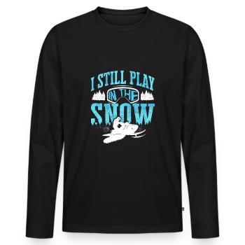 Snowmobile Riding Snowmobiling I Still Play In - Männer Premium Bio Langarmshirt - Schwarz - Vorne - Nico (187cm)