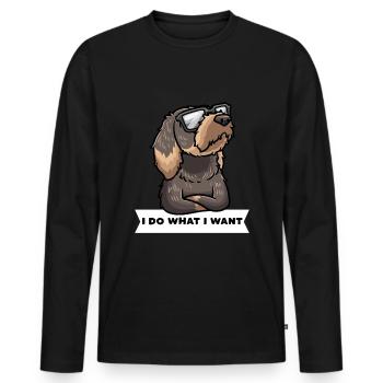 Stubborn rough-haired dachshund - Men's Premium Organic Long Sleeve Shirt - black - Front - Nico (187cm)