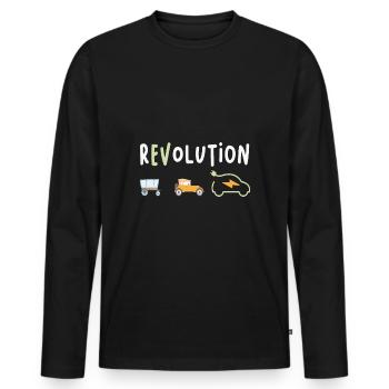 Revolution Electric Electric Electric Car eauto - Men's Premium Organic Long Sleeve Shirt - black - Front - Nico (187cm)