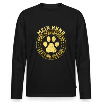 Mein Hund hört hervorragend es ist ihm nur egal - Männer Premium Bio Langarmshirt - Schwarz - Vorne - Nico (187cm)