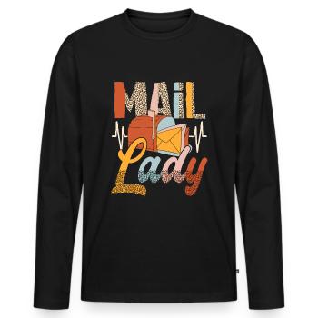 Facteur Postier Postière Femme de poste - T-shirt manches longues Premium bio Homme - noir - Devant - Nico (187cm)